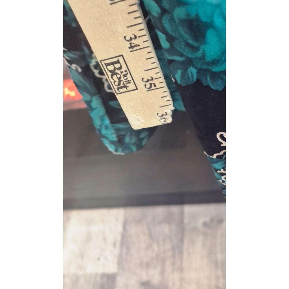 Connected Apparel Teal Black Floral Cowl Neck Ruched Sheath Dress Womens 12 - Picture 6 of 12
